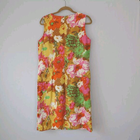 Talbots Women's Sheath Dress 12 Abstract Floral Sleeveless Lined Side Zipper EUC - Picture 5 of 7